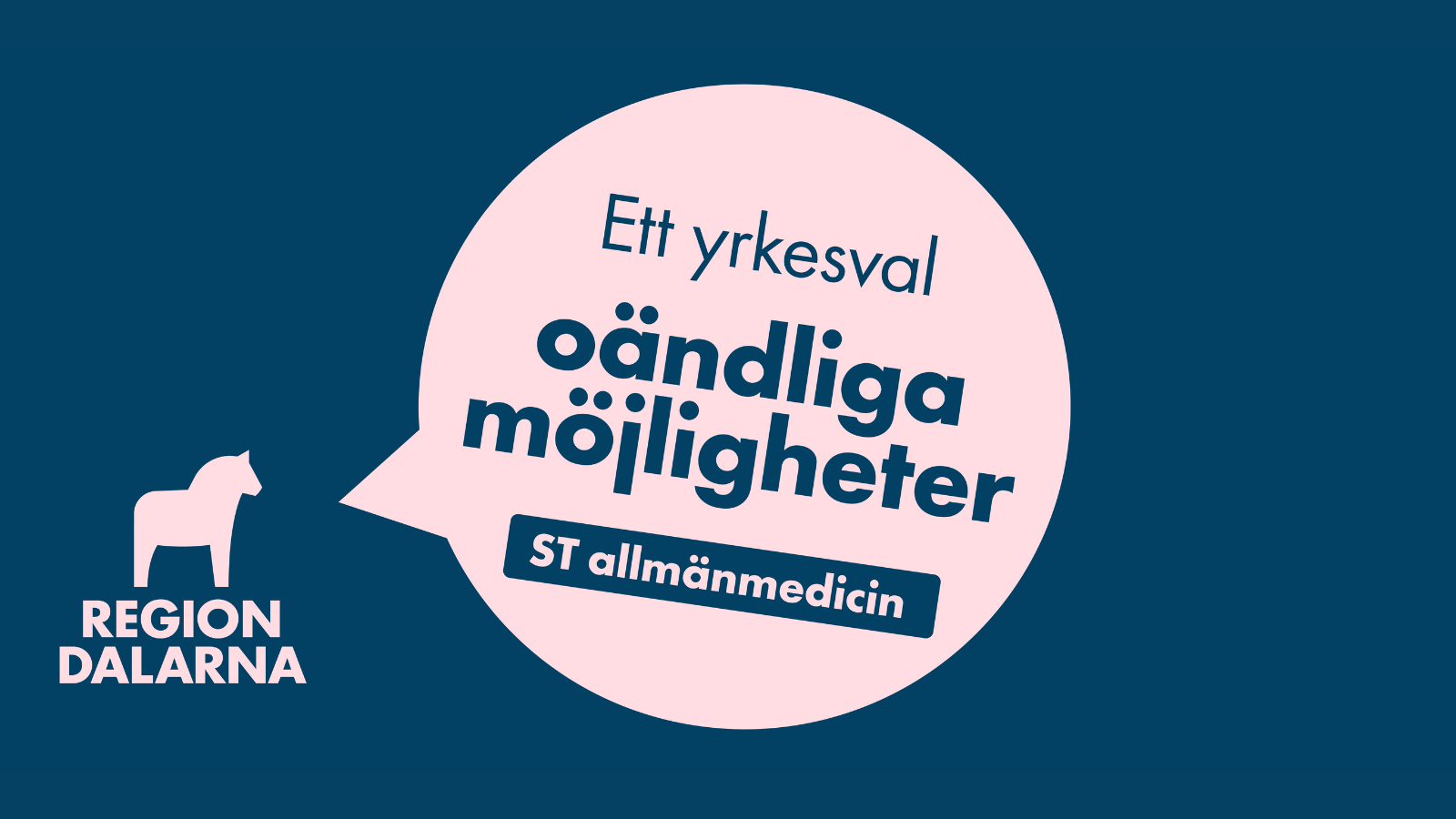 Illustration med texten "Ett yrkesval oändliga möjligheter, ST allmänmedicin"