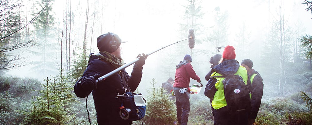 Filminspelning i skogsmiljö