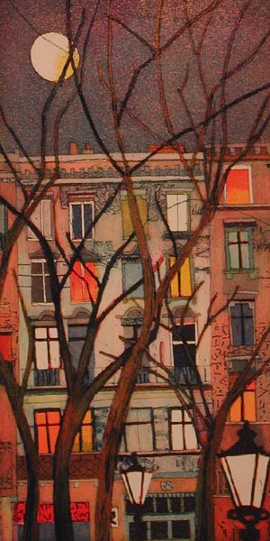 Färgetsning (29x15 cm) av tyska konstnären Jutta Votteler. Färgetsning (29x15 cm) av tyska konstnären Jutta Votteler.
