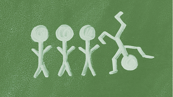 Streckgubbar på grön bakagrund