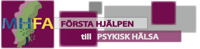 Logotyp MHFA Mental health first aid Första hjälpen till psykisk hälsa