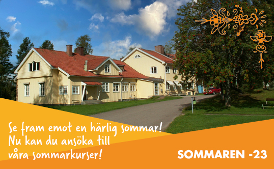 Bild på Gula Huset med texten  Se fram emot en härlig sommar! Nu kan du ansöka till våra sommarkurser!