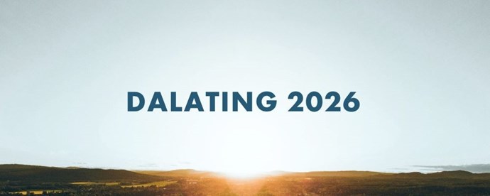 Landskap med texten Dalating 2025