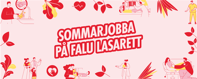 Illustration med texten sommarjobba på Falu lasarett.