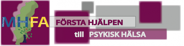 Logotype MHFA Mental health first aid, Första hjälpen till psykisk hälsa. 