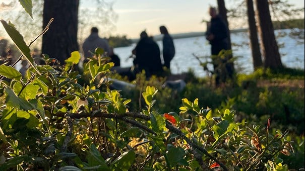 Kvinna står i stort växthus och håller paprika i handen.