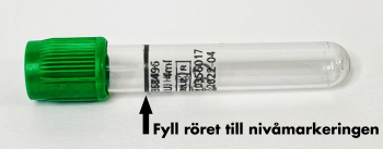 eller rör med Li-heparin utan gel, grön propp